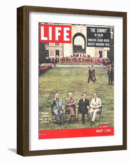 Eisenhower, Bulganin, Faure, and Eden, August 1, 1955-Frank Scherschel-Framed Photographic Print