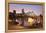 Eiserner Steg Bridge and financial district at sunset, Frankfurt, Hesse, Germany, Europe-Markus Lange-Framed Premier Image Canvas