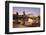 Eiserner Steg Bridge and financial district at sunset, Frankfurt, Hesse, Germany, Europe-Markus Lange-Framed Photographic Print