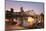 Eiserner Steg Bridge and financial district at sunset, Frankfurt, Hesse, Germany, Europe-Markus Lange-Mounted Photographic Print