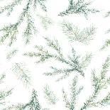 Watercolor Christmas Tree Branches Seamless Pattern. Hand Painted Texture with Fir-Needle Natural E-Eisfrei-Art Print