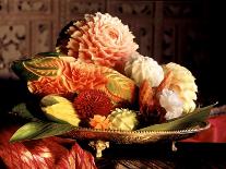 Flowers Carved from Fruit and Vegetables in a Bowl-Eising Studio Food Photo and Video-Framed Photographic Print