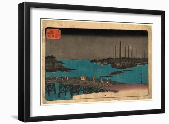 Eitaibashi Tsukuda Oki Isaribune-Utagawa Hiroshige-Framed Giclee Print