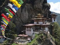 Taktshang Goemba (Tigers Nest Monastery) with Prayer Flags and Cliff, Paro Valley, Bhutan, Asia-Eitan Simanor-Photographic Print