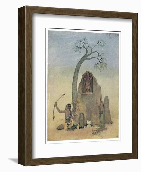 Ekalavya and Drona-Nanda Lal Bose-Framed Art Print