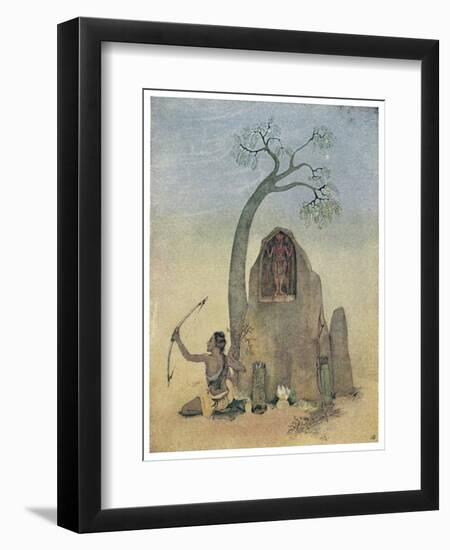 Ekalavya and Drona-Nanda Lal Bose-Framed Art Print