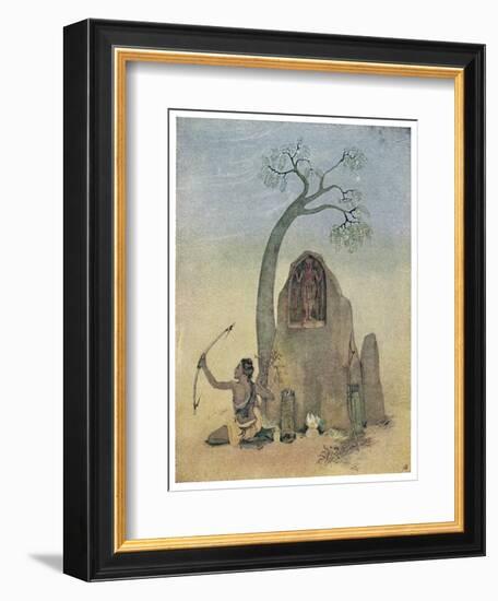 Ekalavya and Drona-Nanda Lal Bose-Framed Art Print