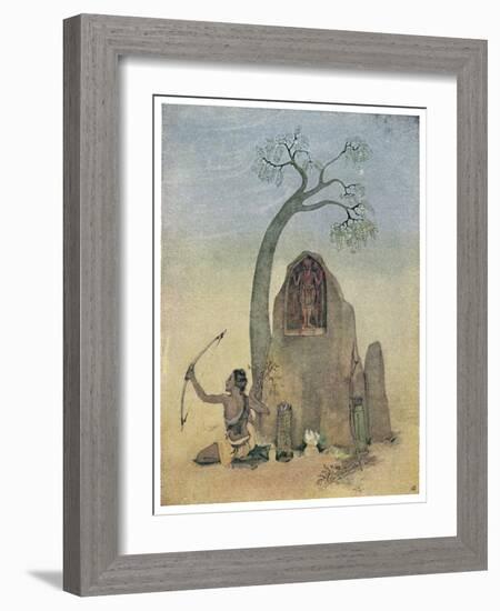 Ekalavya and Drona-Nanda Lal Bose-Framed Art Print