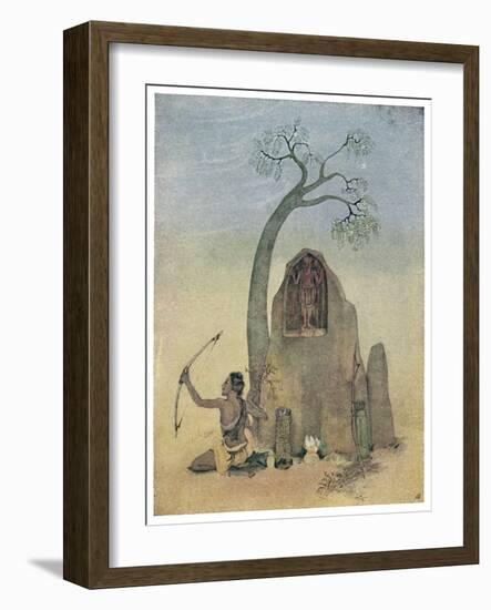 Ekalavya and Drona-Nanda Lal Bose-Framed Art Print