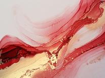 Beautiful Luxury Abstract Fluid Art Painting in Alcohol Ink Technique, Mixture of Red and Gold Pain-Ekaterina Ptushko-Photographic Print