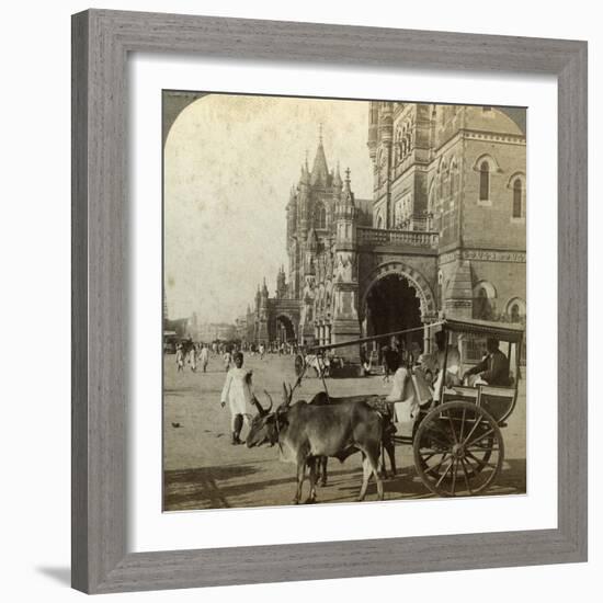 Ekka, Outside Victoria Station, Bombay, India, C1900s-Underwood & Underwood-Framed Photographic Print