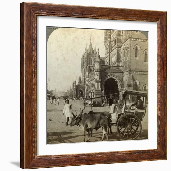 Ekka, Outside Victoria Station, Bombay, India, C1900s-Underwood & Underwood-Framed Photographic Print