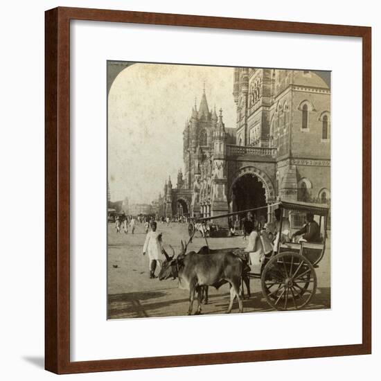 Ekka, Outside Victoria Station, Bombay, India, C1900s-Underwood & Underwood-Framed Photographic Print