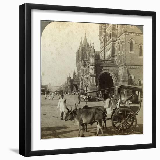 Ekka, Outside Victoria Station, Bombay, India, C1900s-Underwood & Underwood-Framed Photographic Print