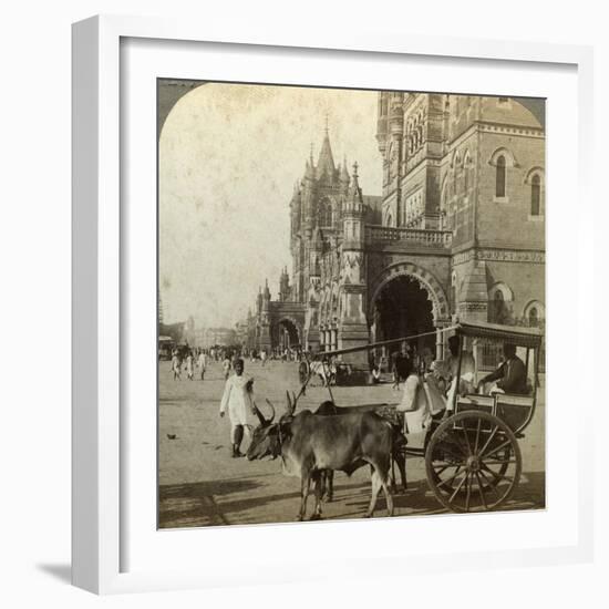 Ekka, Outside Victoria Station, Bombay, India, C1900s-Underwood & Underwood-Framed Photographic Print