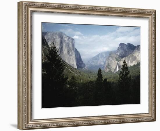 El Capitan and Bridal Veil Falls Visible in Wide Angle View of Yosemite National Park-Ralph Crane-Framed Photographic Print