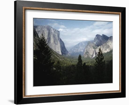 El Capitan and Bridal Veil Falls Visible in Wide Angle View of Yosemite National Park-Ralph Crane-Framed Photographic Print