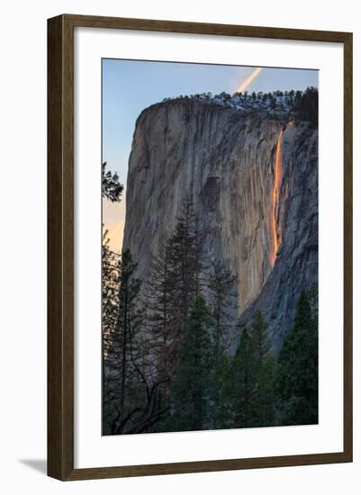 El Capitan and Firefall, Horsetail Falls, Yosemite National Park, Rare Light-Vincent James-Framed Photographic Print