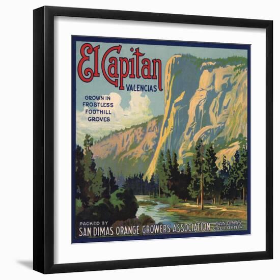 El Capitan Brand - San Dimas, California - Citrus Crate Label-Lantern Press-Framed Art Print