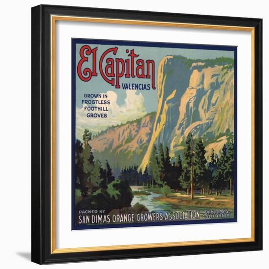 El Capitan Brand - San Dimas, California - Citrus Crate Label-Lantern Press-Framed Art Print