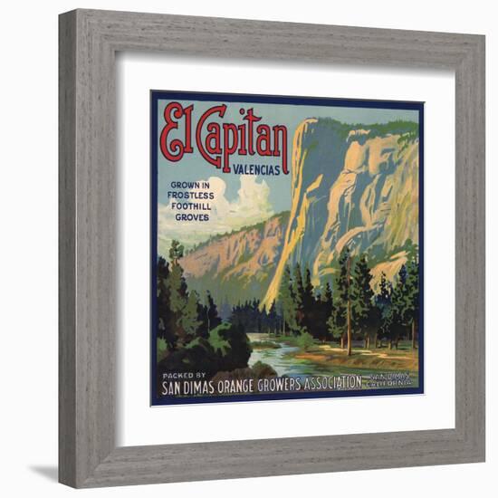 El Capitan Brand - San Dimas, California - Citrus Crate Label-Lantern Press-Framed Art Print