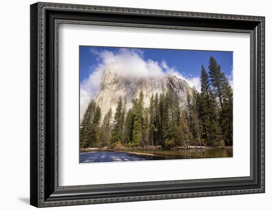 El Capitan seen from Cathedral Beach and Merced River. Yosemite National Park, California.-Tom Norring-Framed Photographic Print