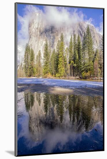 El Capitan seen from Cathedral Beach and Merced River. Yosemite National Park, California.-Tom Norring-Mounted Photographic Print