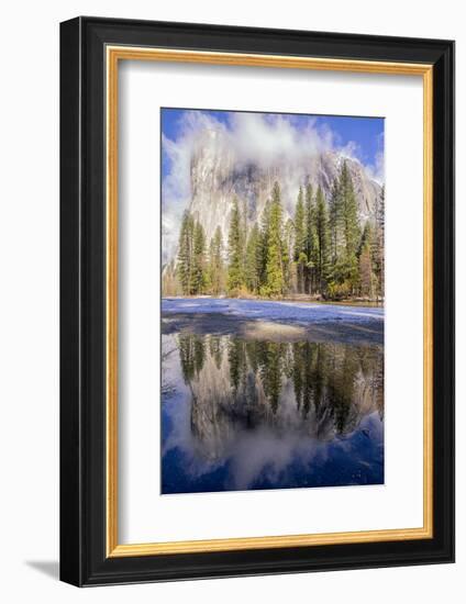 El Capitan seen from Cathedral Beach and Merced River. Yosemite National Park, California.-Tom Norring-Framed Photographic Print