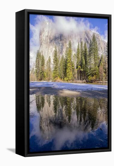 El Capitan seen from Cathedral Beach and Merced River. Yosemite National Park, California.-Tom Norring-Framed Premier Image Canvas