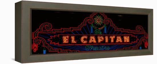 El Capitan Theatre Sign in Hollywood, California-null-Framed Stretched Canvas