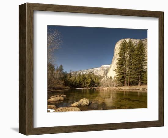 El Capitan Towers over Merced River, Yosemite, California, USA-Tom Norring-Framed Photographic Print