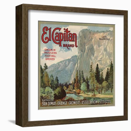 El Captain Brand - San Dimas, California - Citrus Crate Label-Lantern Press-Framed Art Print