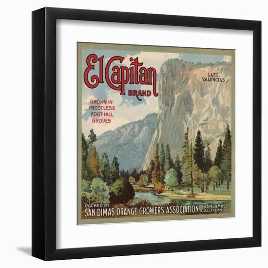 El Captain Brand - San Dimas, California - Citrus Crate Label-Lantern Press-Framed Art Print