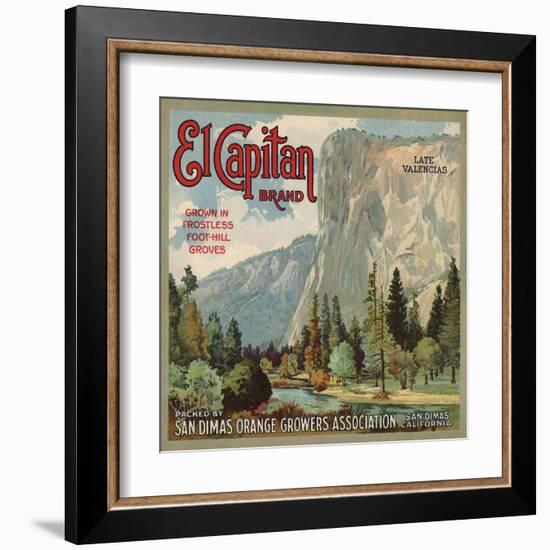 El Captain Brand - San Dimas, California - Citrus Crate Label-Lantern Press-Framed Art Print