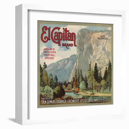 El Captain Brand - San Dimas, California - Citrus Crate Label-Lantern Press-Framed Art Print