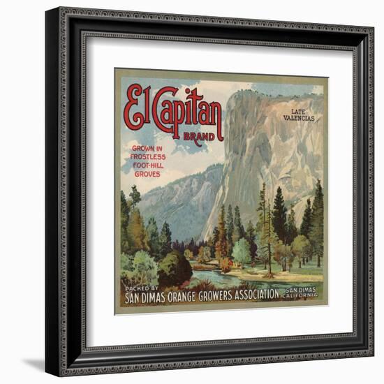 El Captain Brand - San Dimas, California - Citrus Crate Label-Lantern Press-Framed Art Print