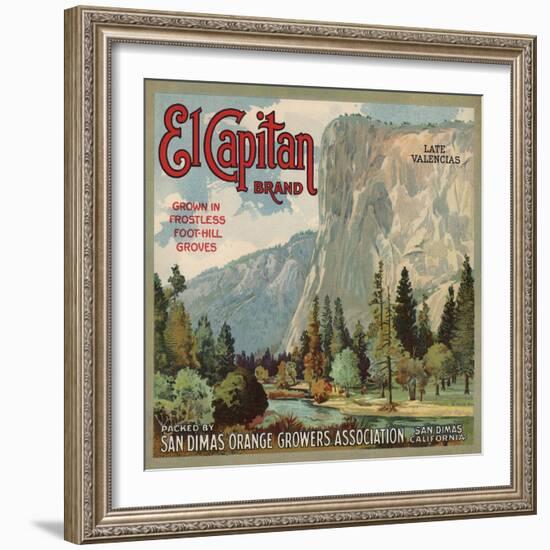 El Captain Brand - San Dimas, California - Citrus Crate Label-Lantern Press-Framed Art Print