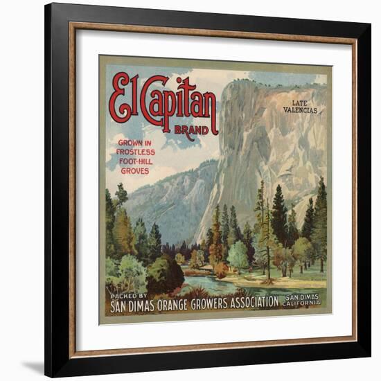 El Captain Brand - San Dimas, California - Citrus Crate Label-Lantern Press-Framed Art Print