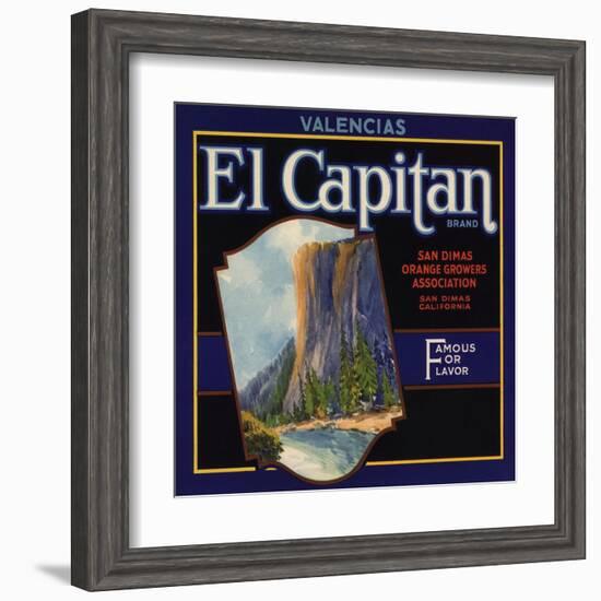 El Captain Brand - San Dimas, California - Citrus Crate Label-Lantern Press-Framed Art Print