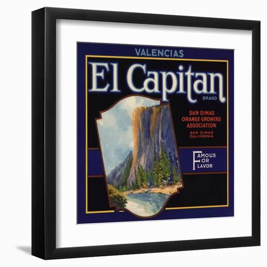 El Captain Brand - San Dimas, California - Citrus Crate Label-Lantern Press-Framed Art Print