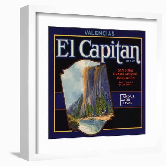 El Captain Brand - San Dimas, California - Citrus Crate Label-Lantern Press-Framed Art Print