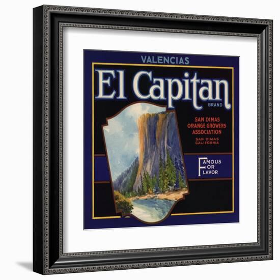 El Captain Brand - San Dimas, California - Citrus Crate Label-Lantern Press-Framed Art Print