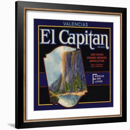 El Captain Brand - San Dimas, California - Citrus Crate Label-Lantern Press-Framed Art Print