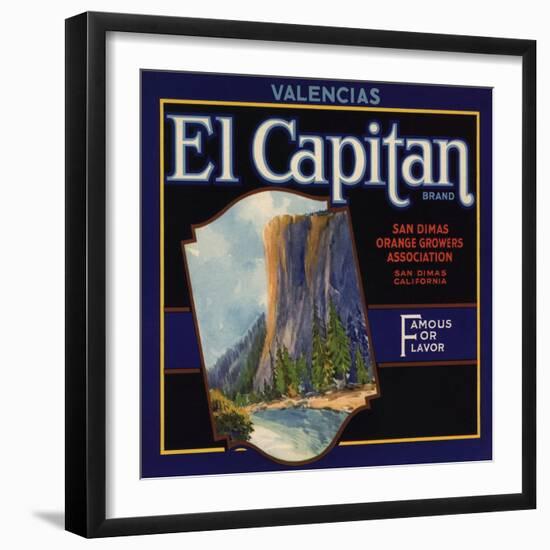 El Captain Brand - San Dimas, California - Citrus Crate Label-Lantern Press-Framed Art Print