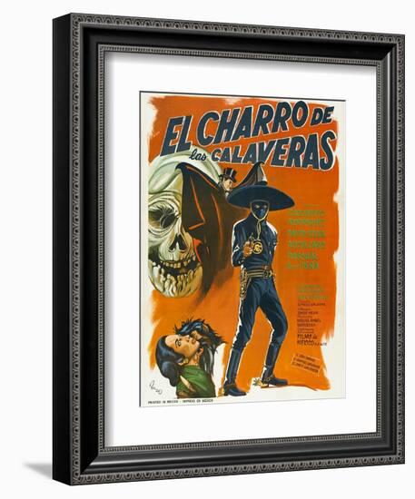 El Charro de las Calaveras, (aka The Rider of Skulls), Mexican poster, Dagoberto Rodriquez, 1965-null-Framed Premium Giclee Print