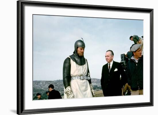 EL CID, 1961 directed by ANTHONY MANN On the set, Charlton Heston with Samuel Bronston (producer) a-null-Framed Photo