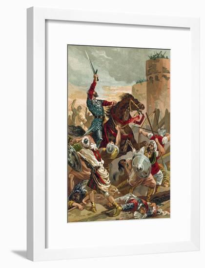 El Cid Threatening the City of Valencia-Spanish School-Framed Giclee Print