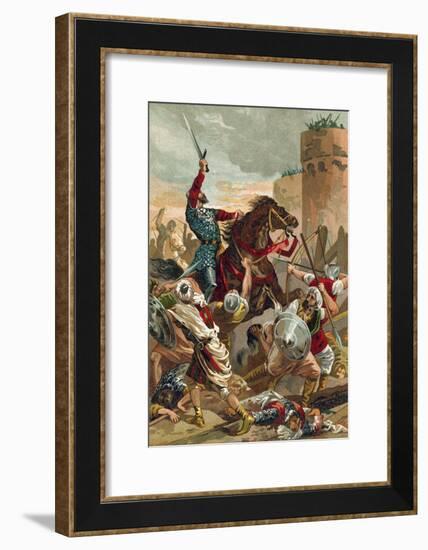 El Cid Threatening the City of Valencia-Spanish School-Framed Giclee Print