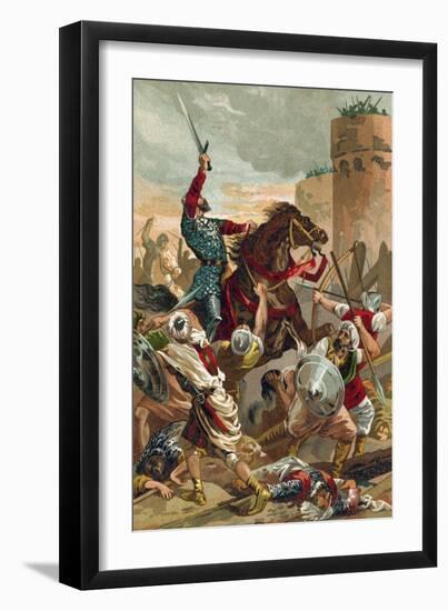 El Cid Threatening the City of Valencia-Spanish School-Framed Giclee Print