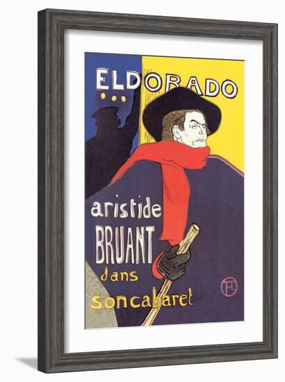 El Dorado: Aristide Bruant dans Son Cabaret-Henri de Toulouse-Lautrec-Framed Art Print